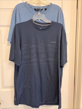 Bundle of 2 Travis Mathew Men's Short Sleeve Crew and V Neck- Blue and Navy